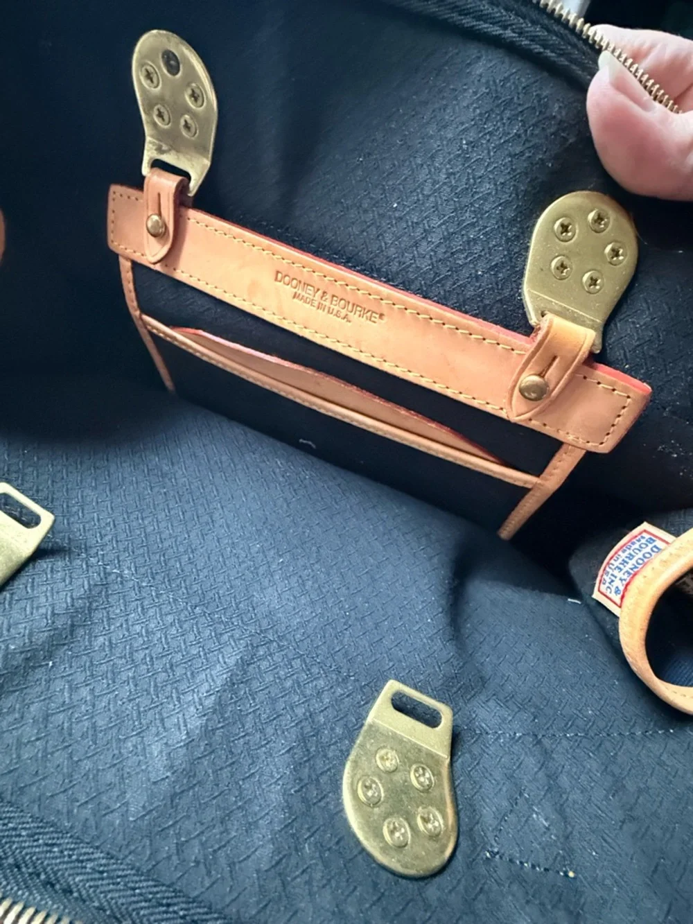 Vintage Dooney & Bourke Black and Tan Leather Satchel